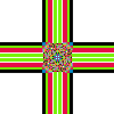Image of a 4 ants with advanced rules after 3,973 iterations